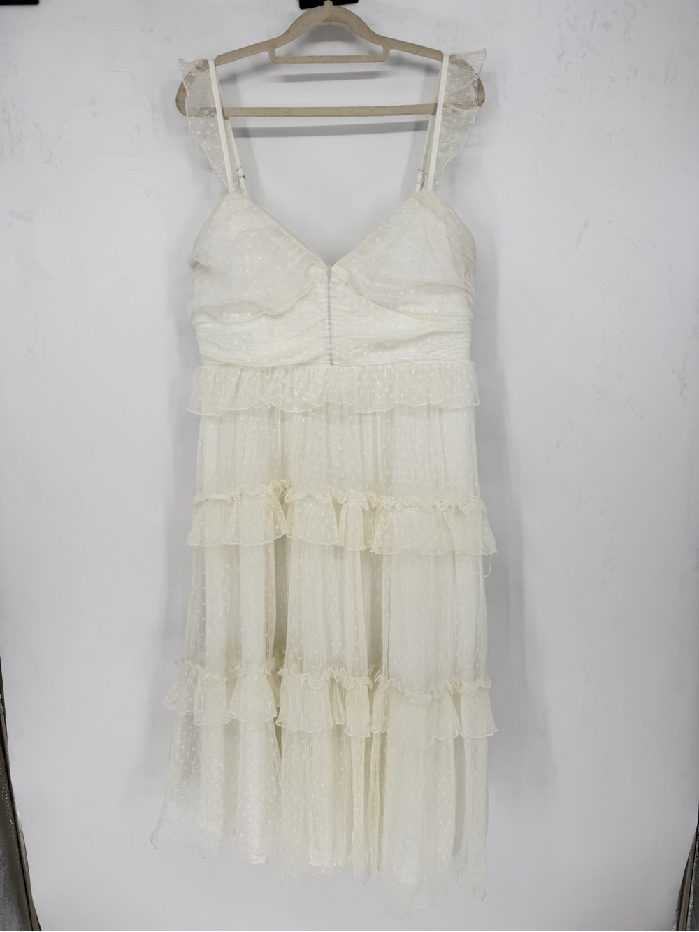 Lulus Whimsical Elegant Mesh Swiss Dot Tiered Midi Dress